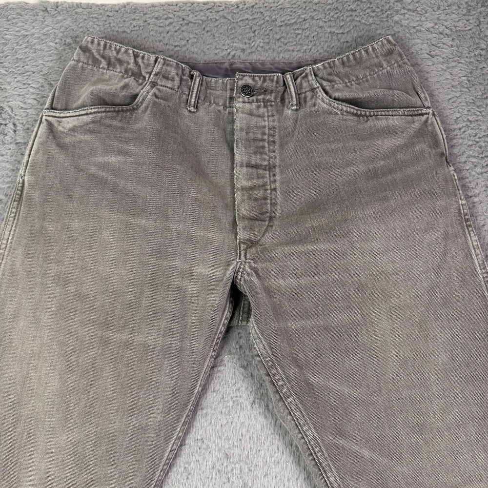 RRL Ralph Lauren Jeans Mens 32x30 Gray Denim Distressed 13 Star Donut Buttons